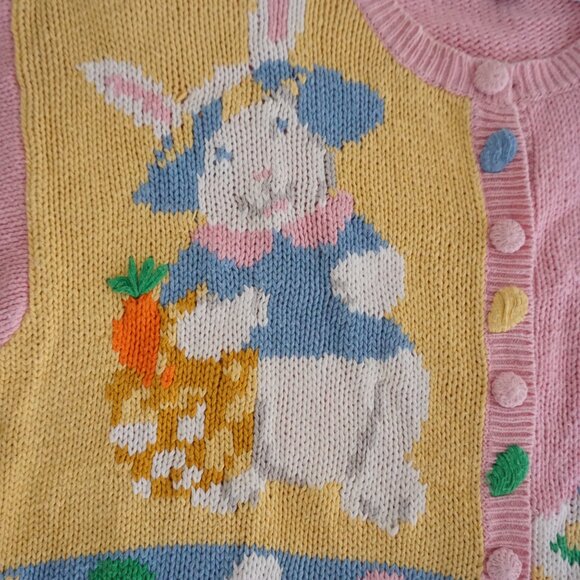 Vintage Alexandra Bartlett Easter Sweater Bunny Carrot Chick Cottagecore 3X - Picture 8 of 11